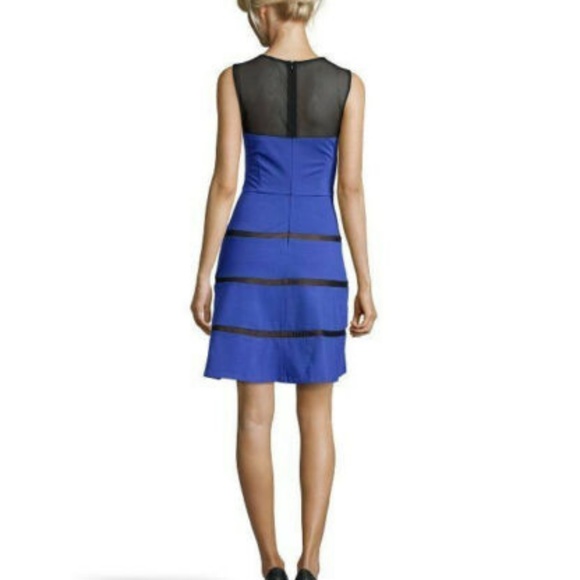 ERIN FETHERSTON Hanna Blue Black Fit Flare Dress - Picture 4 of 6
